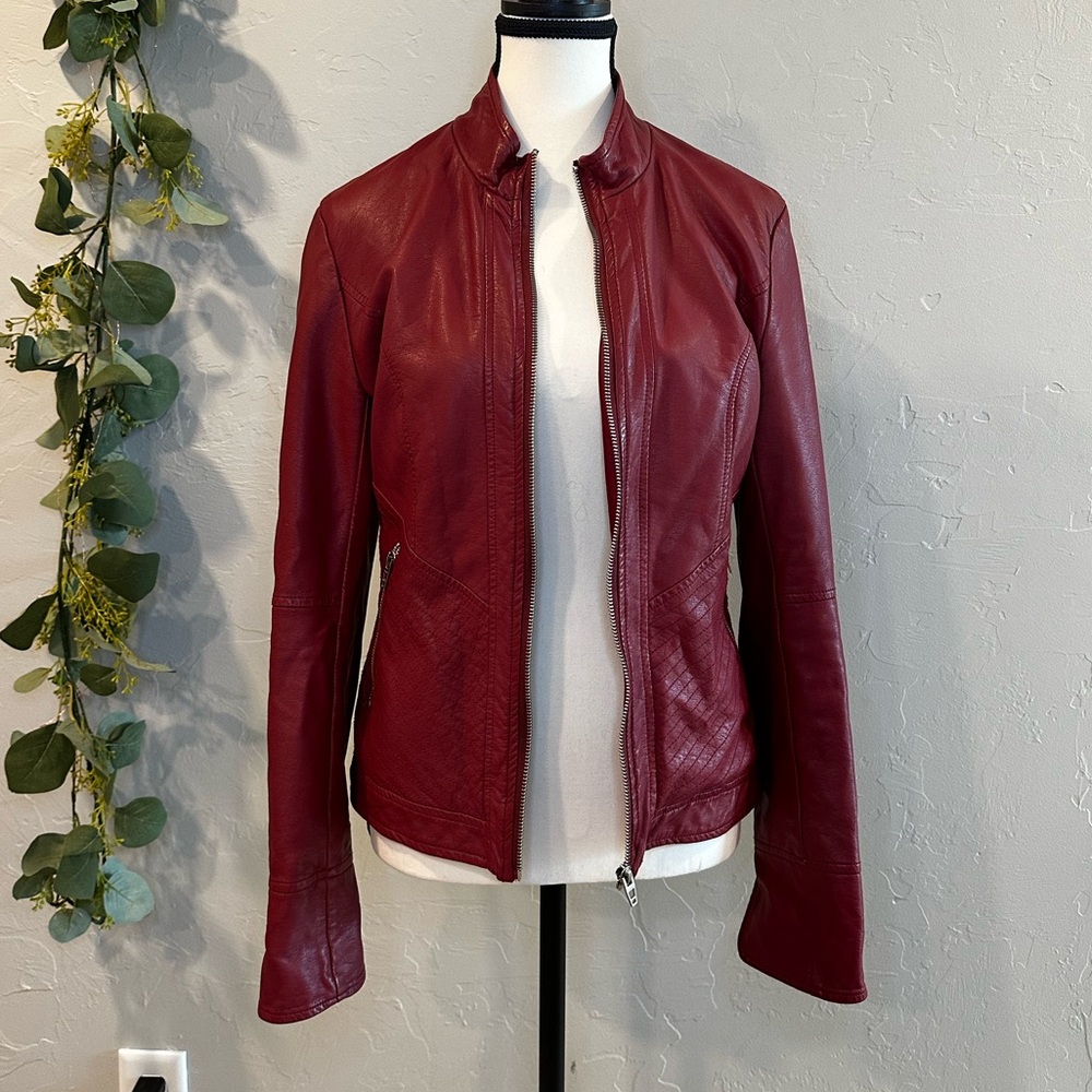 Vino Red Vegan Leather Jacket 🍒